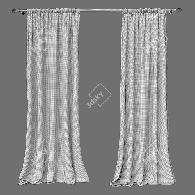 Linen Sheer Curtain 3D model image 3
