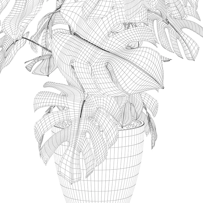 Tropical Monstera: Lush 150cm 3D model image 5