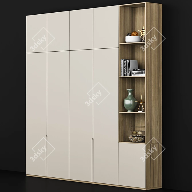 Modern 3x3x40cm Furniture Shelf 3D model image 2