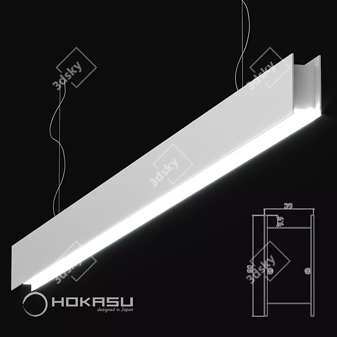 Elegant I-Beam Linear Light 3D model image 1