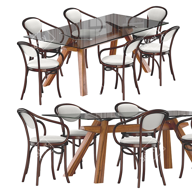 Zeus LG Table & Bentwood B-9: Stylish Dining Set 3D model image 1