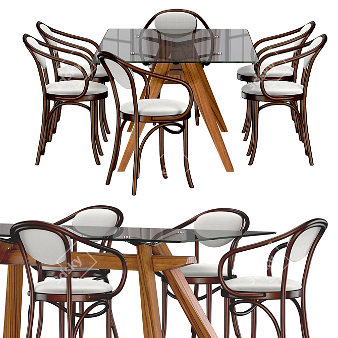 Zeus LG Table & Bentwood B-9: Stylish Dining Set 3D model image 2