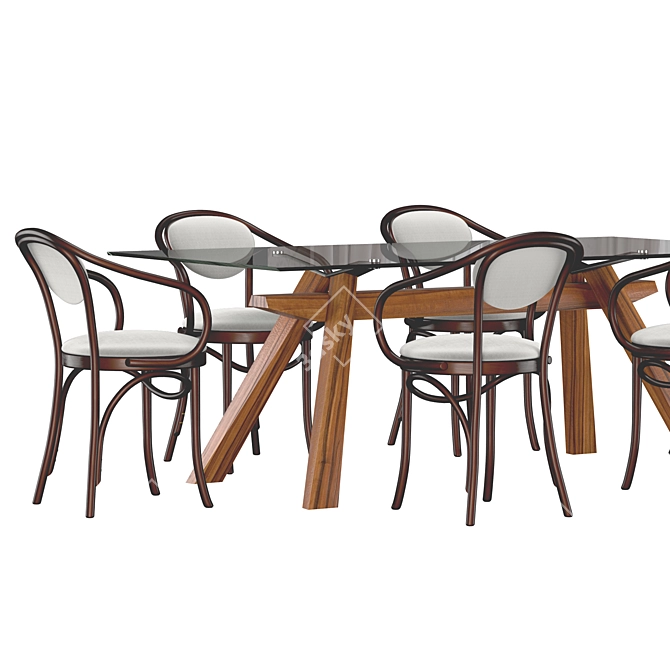 Zeus LG Table & Bentwood B-9: Stylish Dining Set 3D model image 3