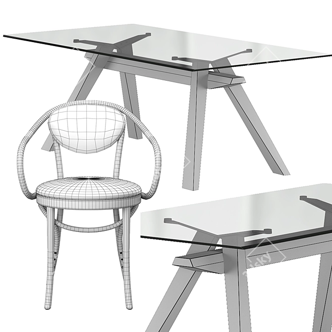 Zeus LG Table & Bentwood B-9: Stylish Dining Set 3D model image 4