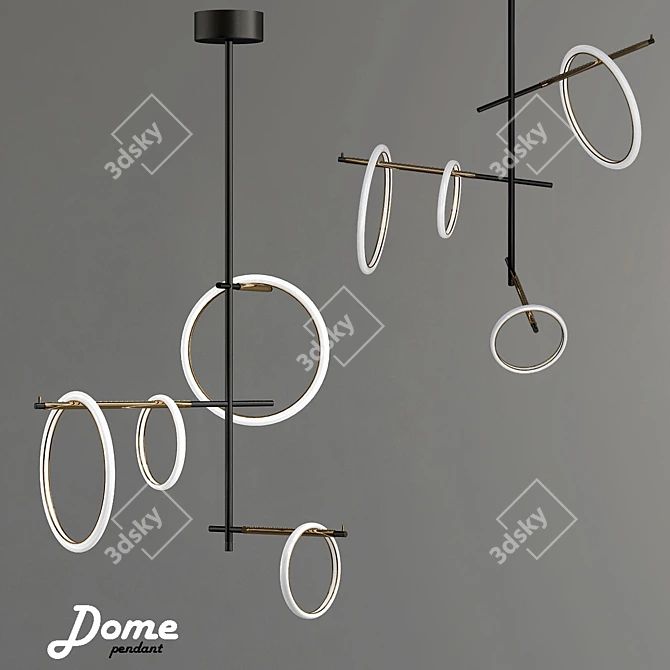 Modern Dome Pendant Light 3D model image 1