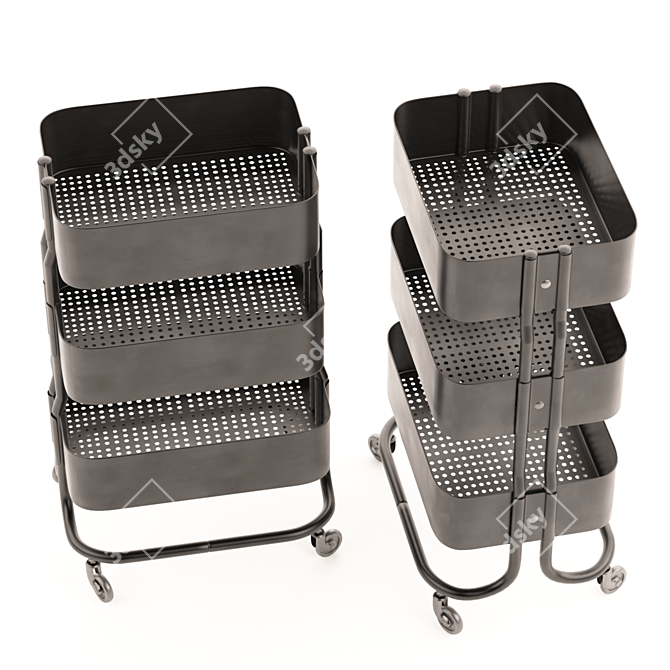 Versatile Rolling Storage Cart 3D model image 2