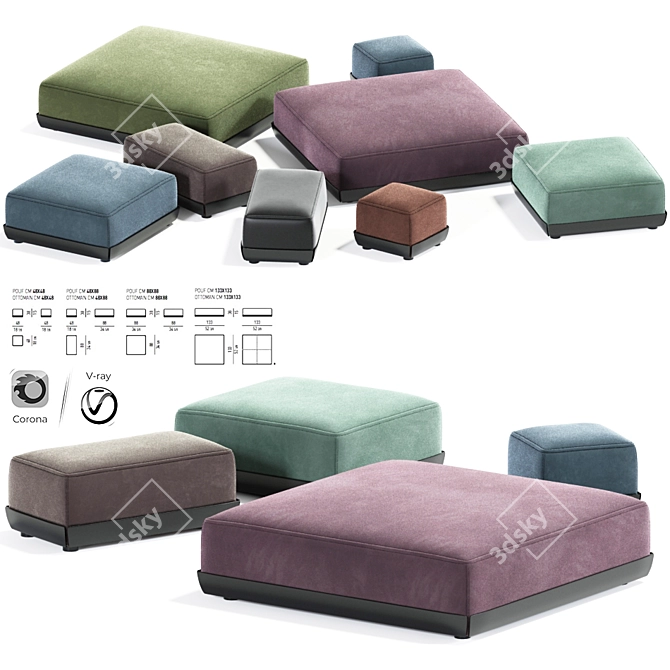 Luxury West Ottoman Collection: Elegant Style 3D model image 1