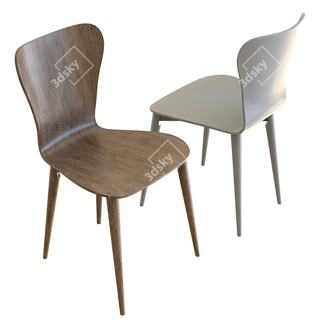 Modern Bentwood Dining Chair 3D model image 2