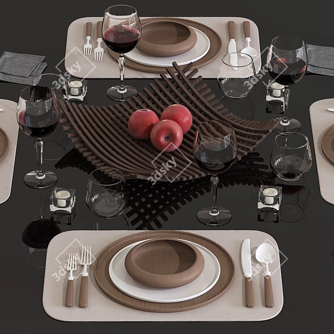 Elegant Table Set Adds Style 3D model image 2