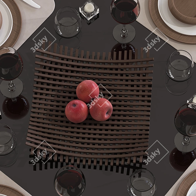 Elegant Table Set Adds Style 3D model image 4