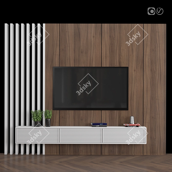 Modular TV Wall: Versatile and High-Quality 3D model image 1