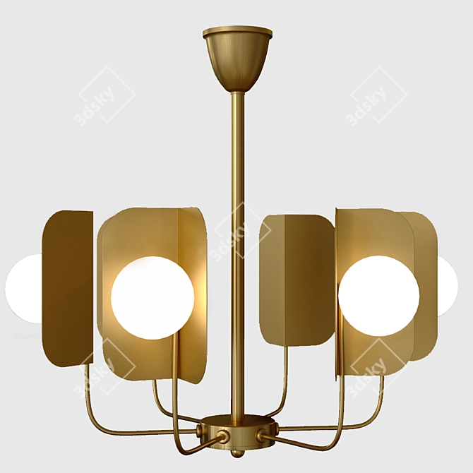 American Style Brass Chandelier 3D model image 4