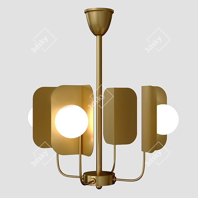 American Style Brass Chandelier 3D model image 5