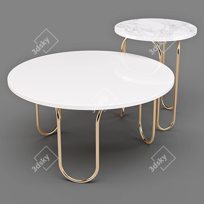 Title: Contemporary Glamour: West Elm Cecile Coffee & Side Table 3D model image 4