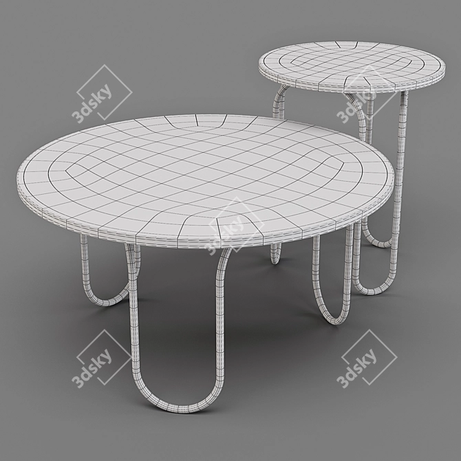 Title: Contemporary Glamour: West Elm Cecile Coffee & Side Table 3D model image 6