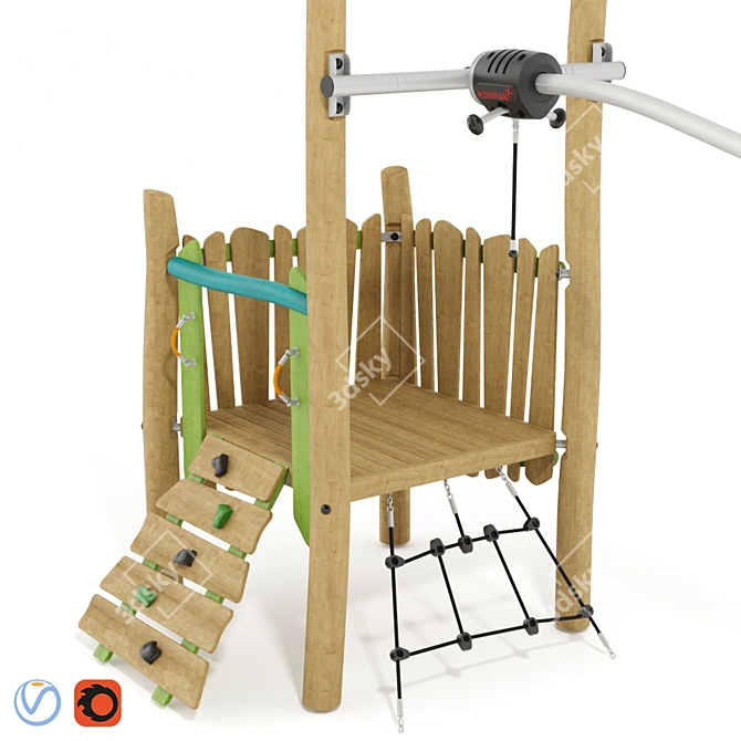 Kompan Track Ride Tower: Exciting Playset for Kids 3D model image 2