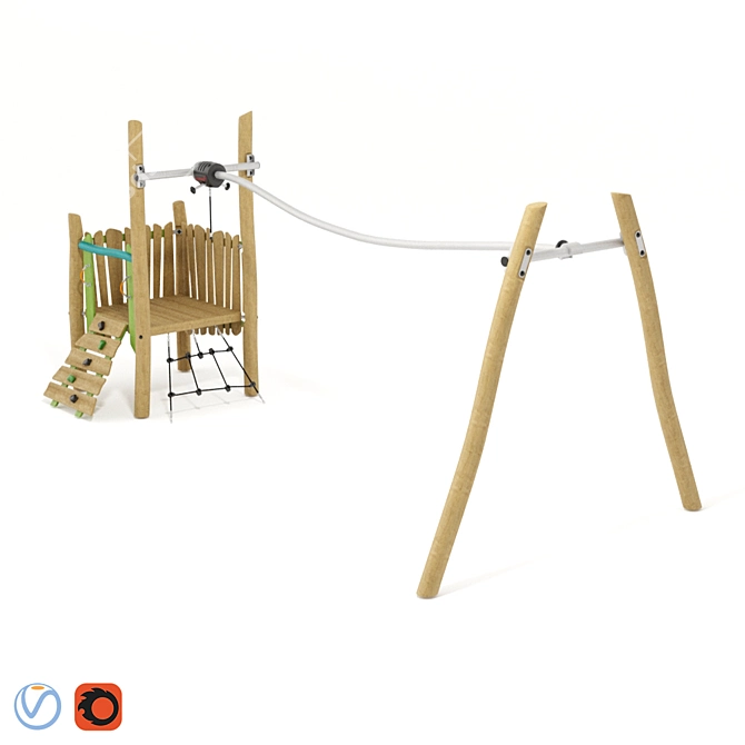 Kompan Track Ride Tower: Exciting Playset for Kids 3D model image 3