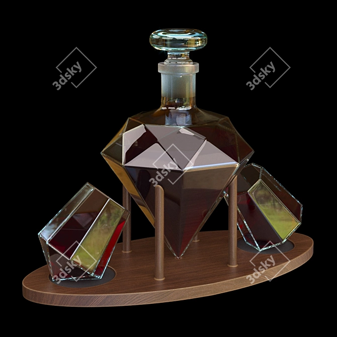 Diamond Decanter Set: Elegant Whiskey Accessories 3D model image 1