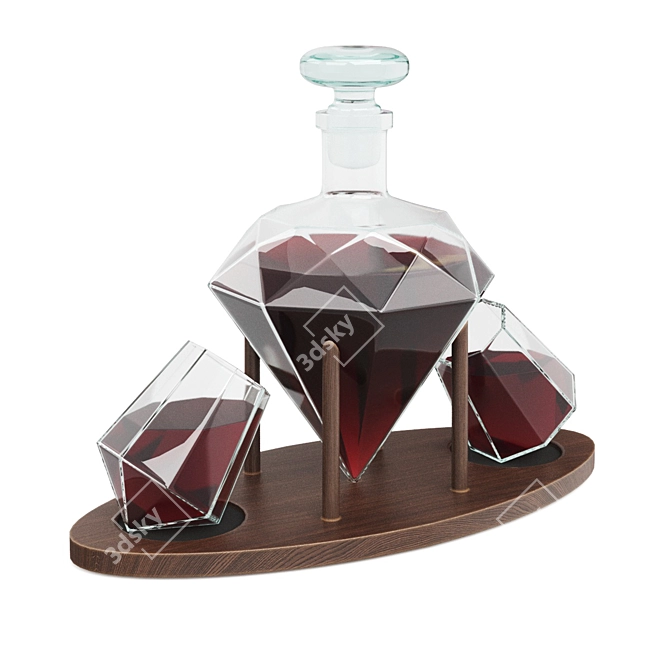 Diamond Decanter Set: Elegant Whiskey Accessories 3D model image 2