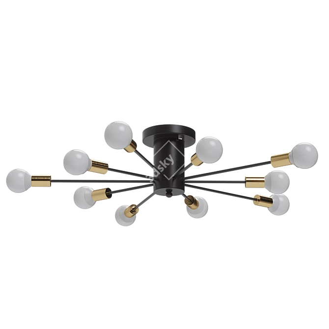 Jetlux Black and Gold Ceiling Light 3D model image 1