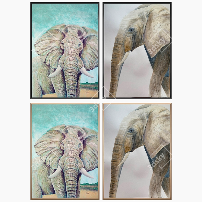 Elegant Wall Art Set with Varied Frames 3D model image 2