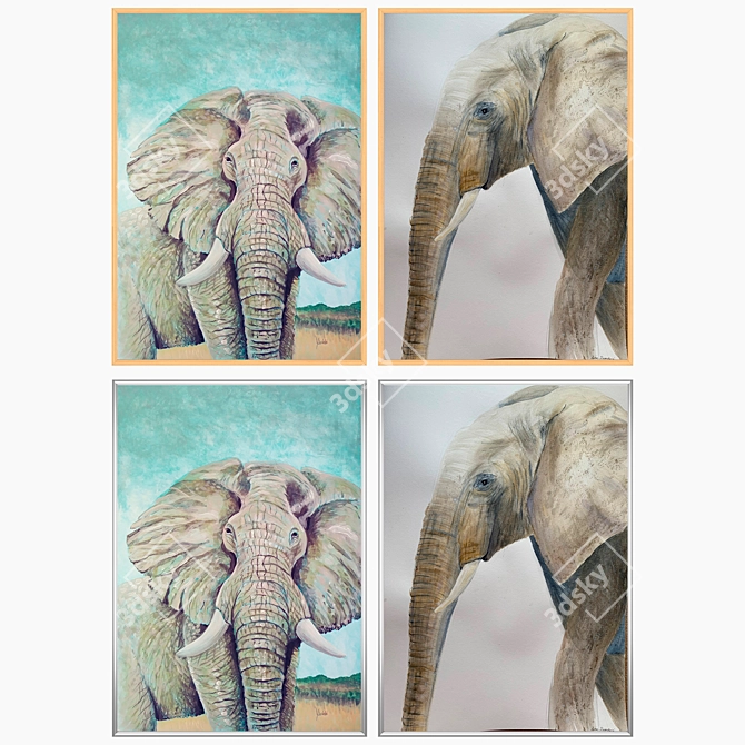 Elegant Wall Art Set with Varied Frames 3D model image 3