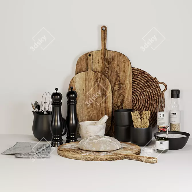 Elegant Kitchen Decor Set 3D model image 2