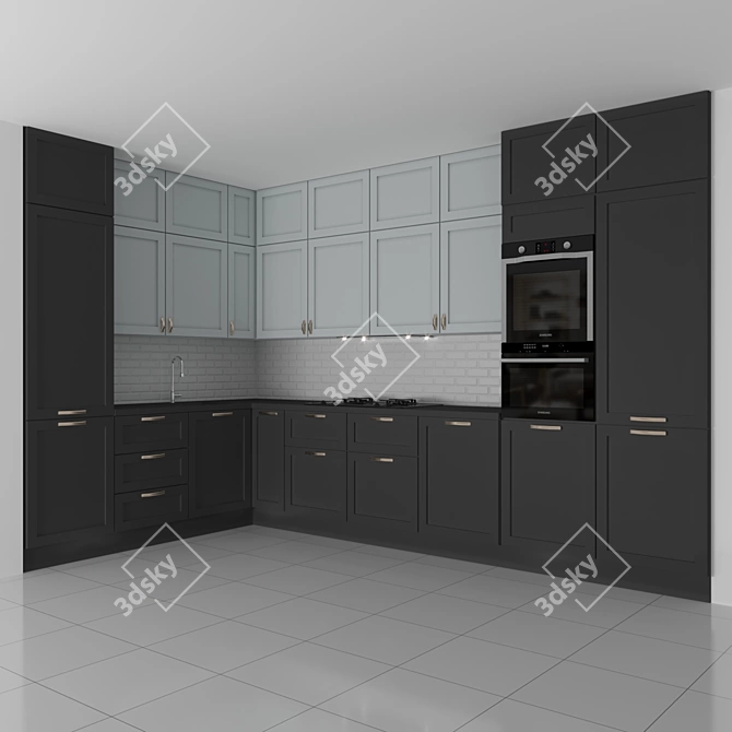 Title: Modern Kitchen Set: Stylish, Functional 3D model image 1