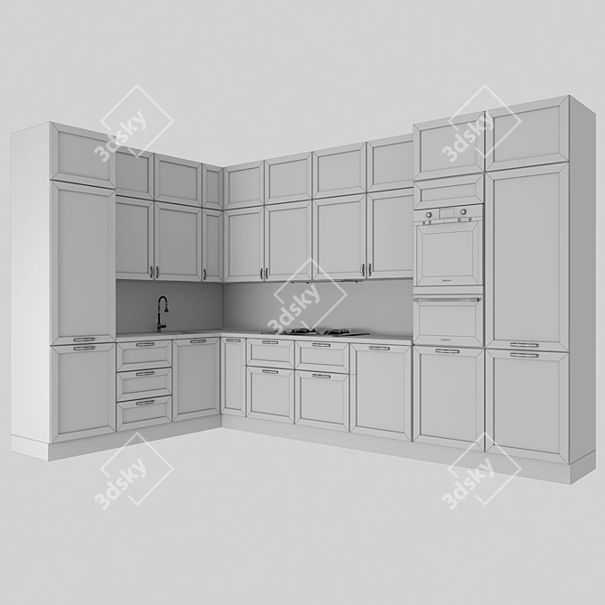 Title: Modern Kitchen Set: Stylish, Functional 3D model image 4