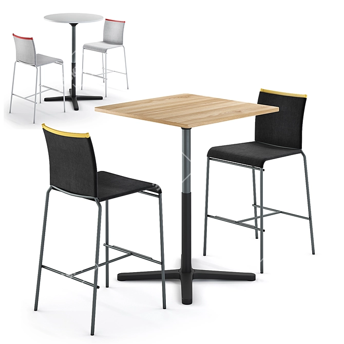 Vitra Super Fold & Web High Bar Set 3D model image 1