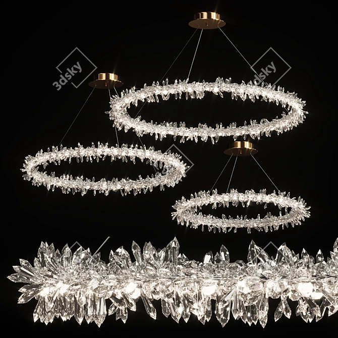 Glamorous Crystal Ring Chandelier 3D model image 2