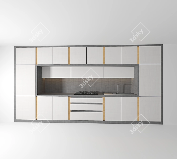 Modular Kitchen Design Kit 3D model image 2