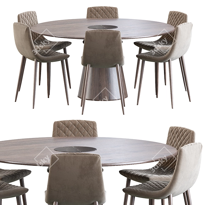 Lecco Chair & Bertoia Dining Table Set 3D model image 2