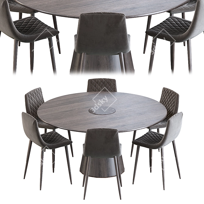 Lecco Chair & Bertoia Dining Table Set 3D model image 3