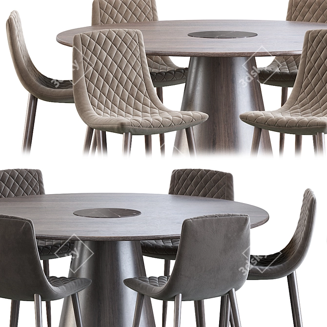 Lecco Chair & Bertoia Dining Table Set 3D model image 4