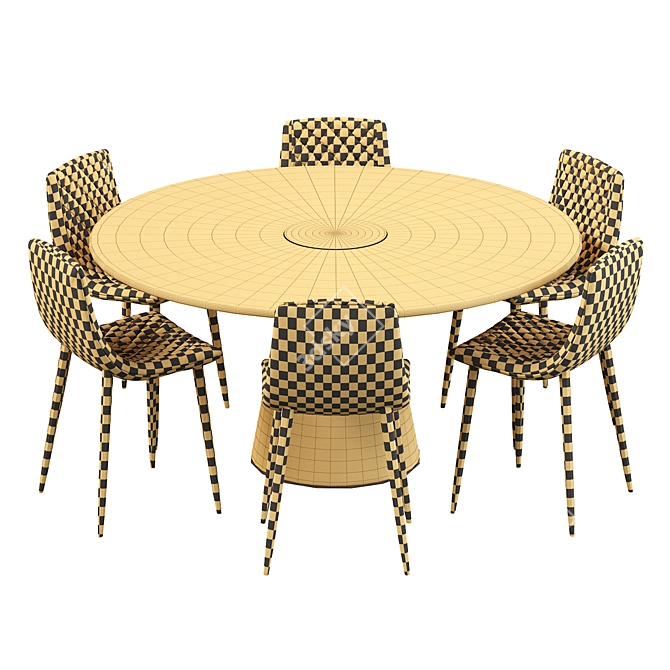 Lecco Chair & Bertoia Dining Table Set 3D model image 5