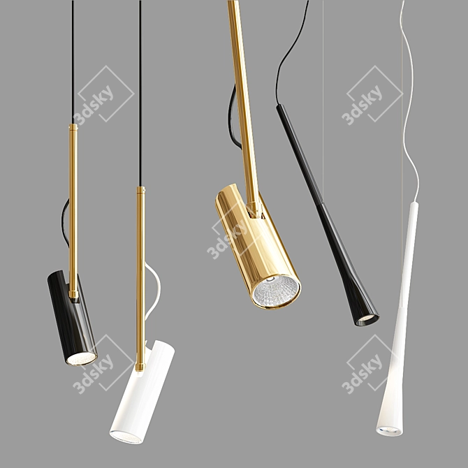 Modern Metal Pendant Light Collection 3D model image 2