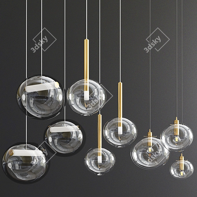 Elegant Glass Ball Pendant 3D model image 1