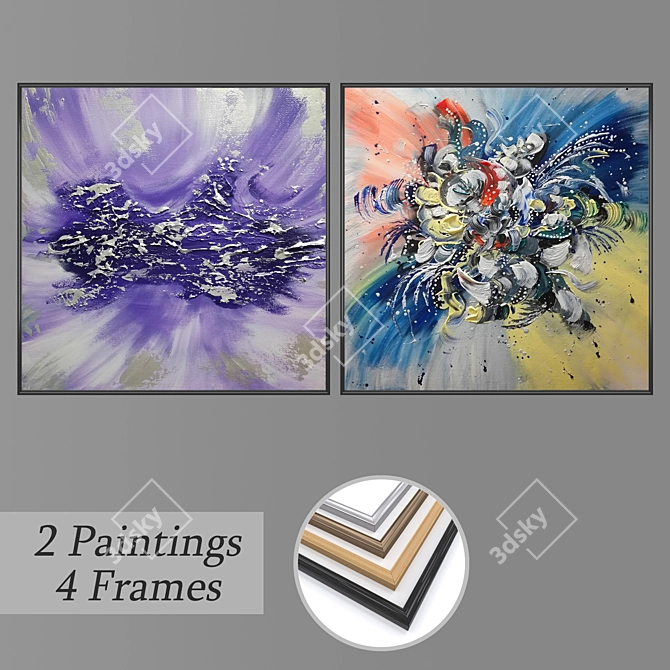 Modern Wall Art Set with Versatile Frames 3D model image 1