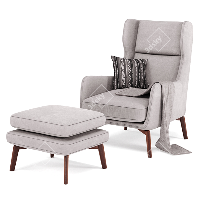 Ryder Velvet ArmChair: Adjustable Colors & Luxurious Comfort 3D model image 1