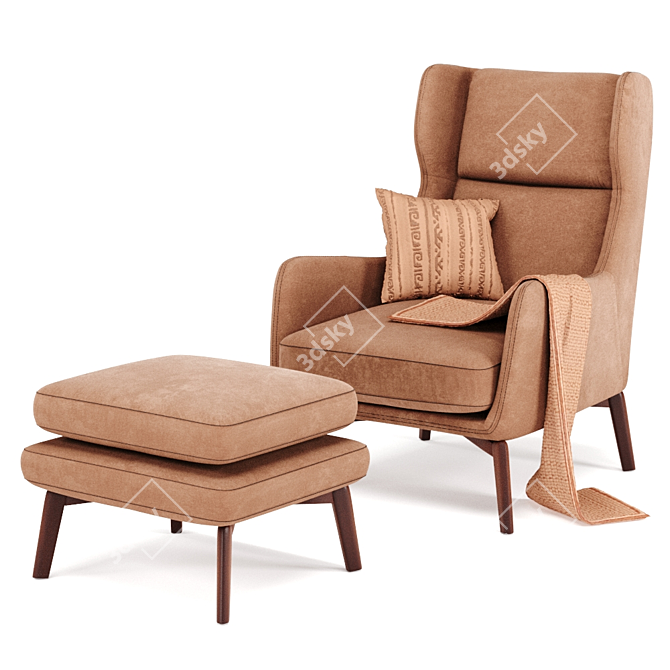 Ryder Velvet ArmChair: Adjustable Colors & Luxurious Comfort 3D model image 3