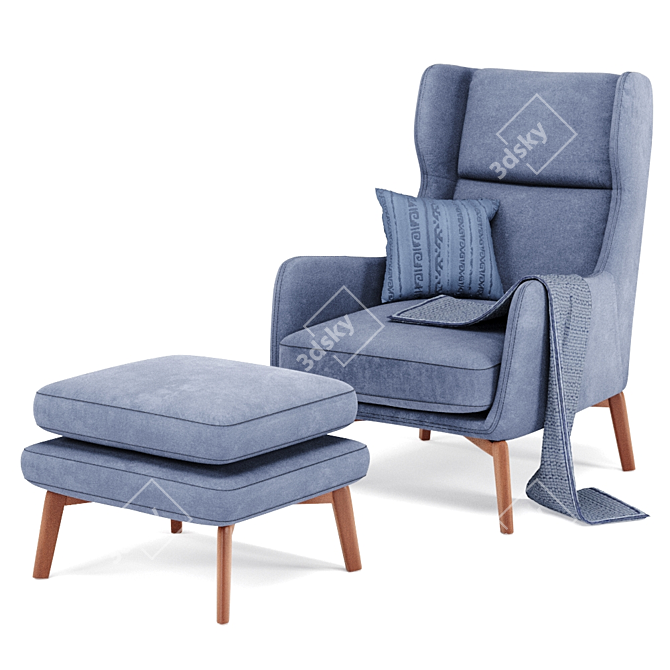 Ryder Velvet ArmChair: Adjustable Colors & Luxurious Comfort 3D model image 5