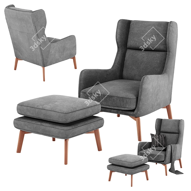 Ryder Velvet ArmChair: Adjustable Colors & Luxurious Comfort 3D model image 6