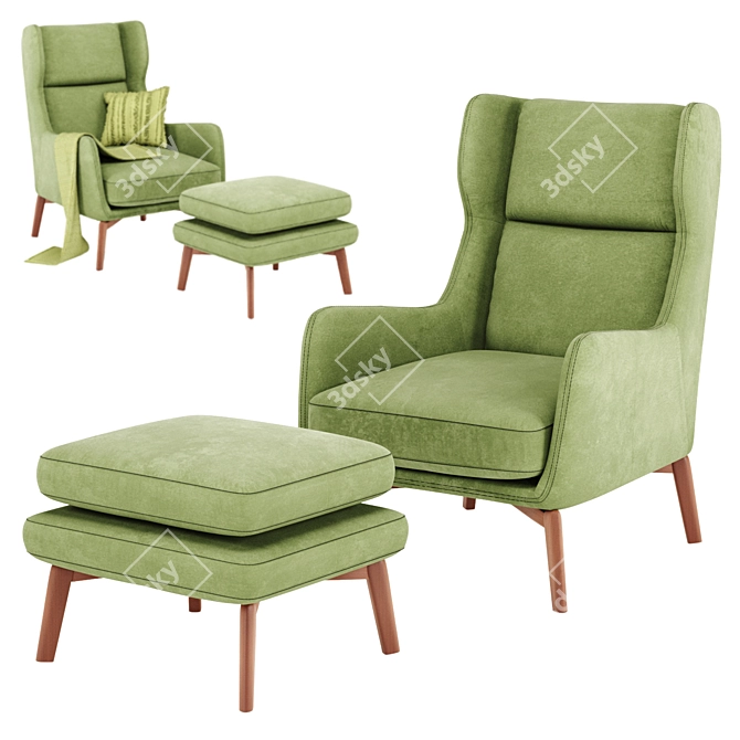 Ryder Velvet ArmChair: Adjustable Colors & Luxurious Comfort 3D model image 9