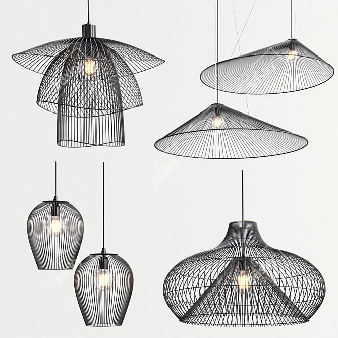 Exquisite Chandelier Collection: Papillon, Straw Hat, Abby, Dome Rattan 3D model image 1