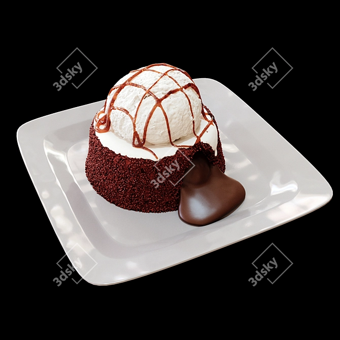 Decadent Chocolate Lava Cake 3D model image 1