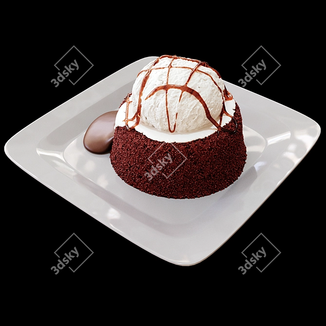 Decadent Chocolate Lava Cake 3D model image 2