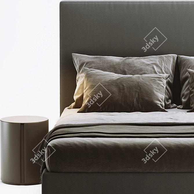 Minimalist Meridiani Bardo Due Bed 3D model image 3