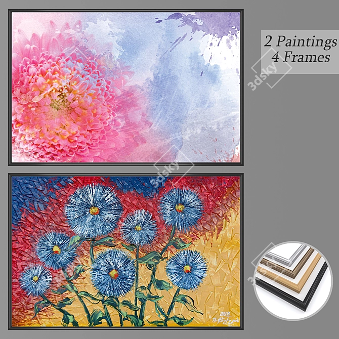 Elegant Wall Art Set with Multiple Frames 3D model image 1