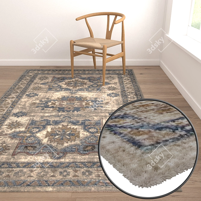 Luxury Set of 3 Carpets | High-Quality Textures 3D model image 5